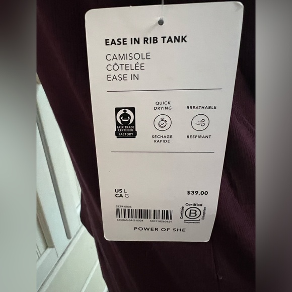 Athleta Rib Tank New with Tags. Smoke free home size Large - Picture 3 of 4
